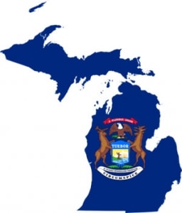 Michigan Collection Attorneys post - flag map of Michigan